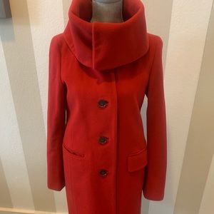 Ann Taylor Lipstick Red Coat with High Collar
